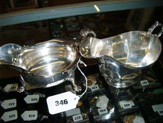 Mappin & Webb silver sauce boat & another silver sauce boat